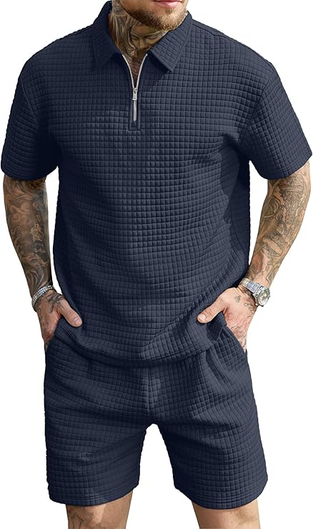 Men's Short Sets 2 Piece Polo Shirt Summer Outfits Casual Fashion Tracksuits Short Sleeve Travel Clothes